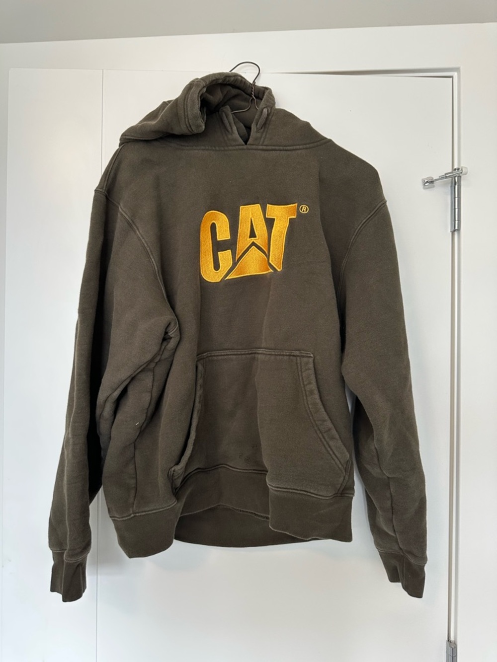 Caterpillar Brown Crewneck Hoodie with Yellow Logo‎